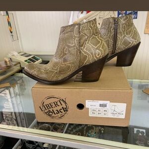 LIBERTY Black Textured Ankle Boots in Brown